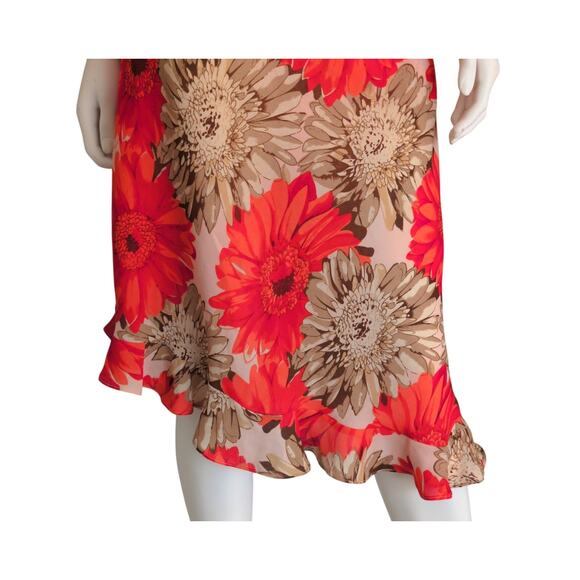 Boho Chiffon Babydoll Midi Dress 10 Asymmetric Ruffle Bow Floral Cottagecore Y2K - Picture 4 of 7